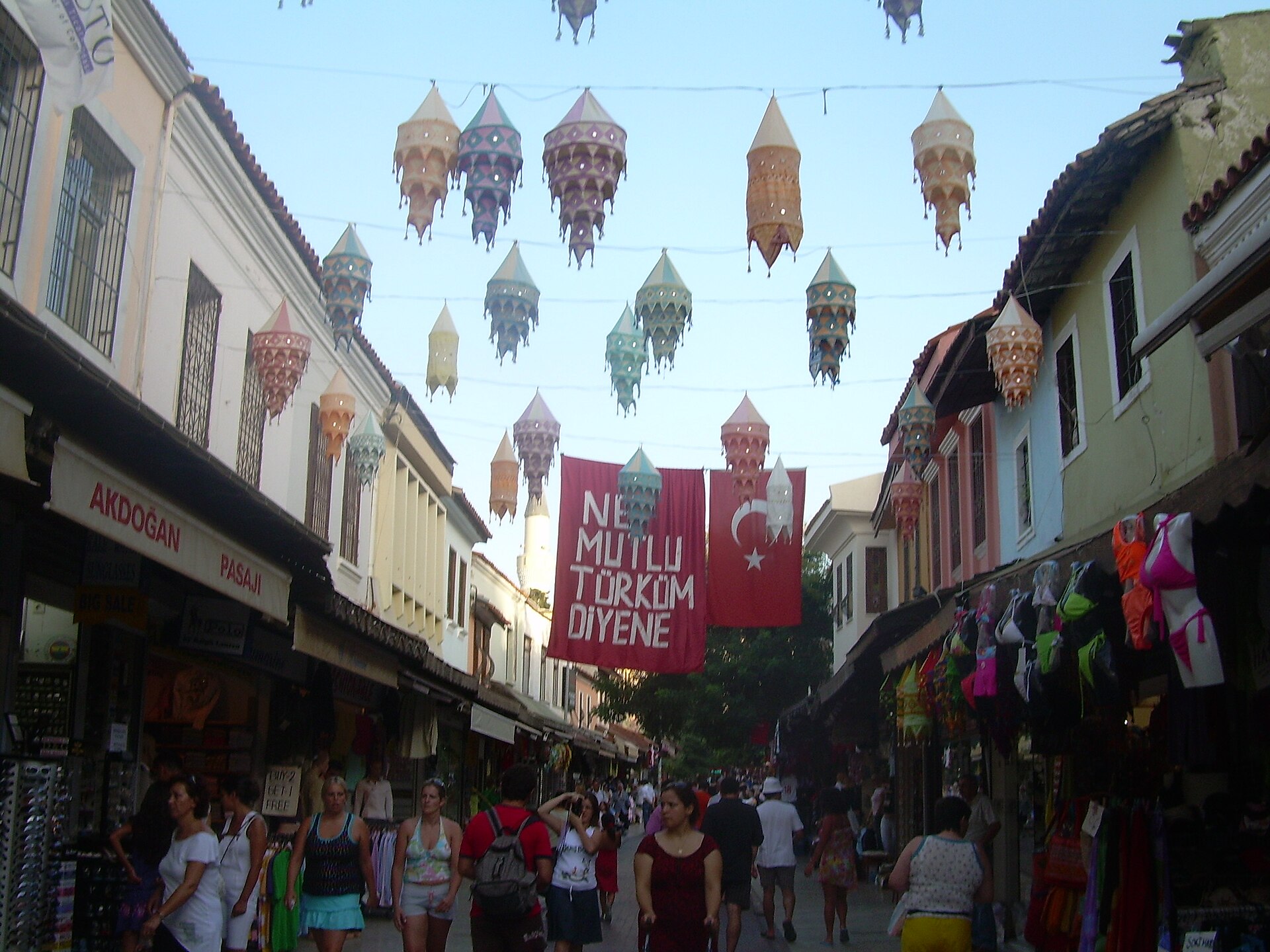 Kuşadası town bazaar and shopping streets